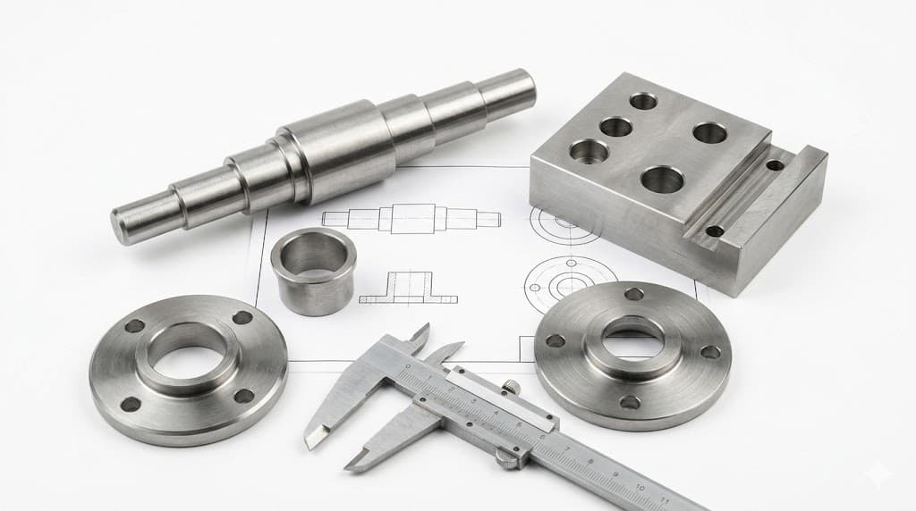 精密 CNC 車銑加工零件示意